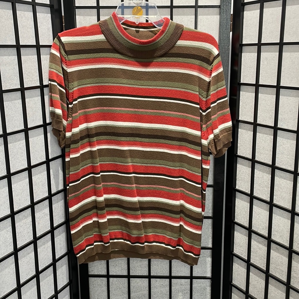 Alia Mock Neck, Short Sleeve, Knit Top, Size XL